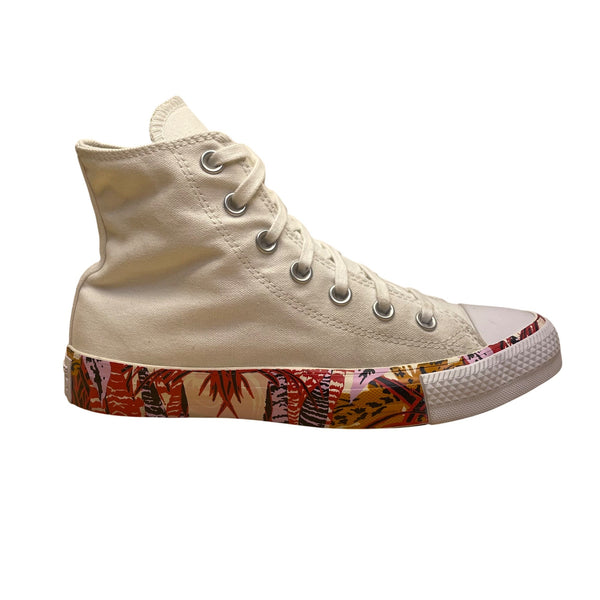 Converse Women’s White Canvas Tropical Print Sole High Top Sneakers Size 7