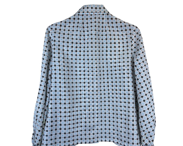 Vintage Womens White Floral Button-Up Blouse Long Sleeve Collared Lightweight Size M