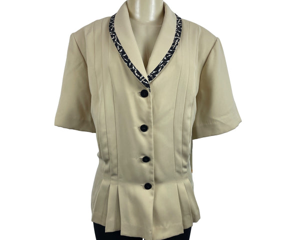 Danny & Nicole Women's Tan Shawl Collar Peplum Waistline Blouse Sz 24W- NWT