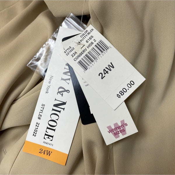 Danny & Nicole Women's Tan Shawl Collar Peplum Waistline Blouse Sz 24W- NWT