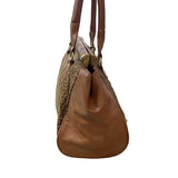 Arden B Women's Brown Animal Print With Bronce Details Leather Handbag Sz M