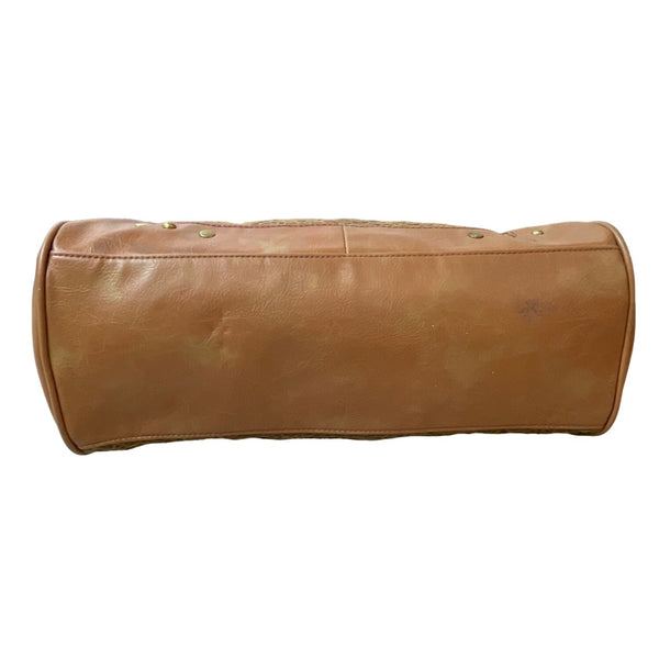 Arden B Women's Brown Animal Print With Bronce Details Leather Handbag Sz M