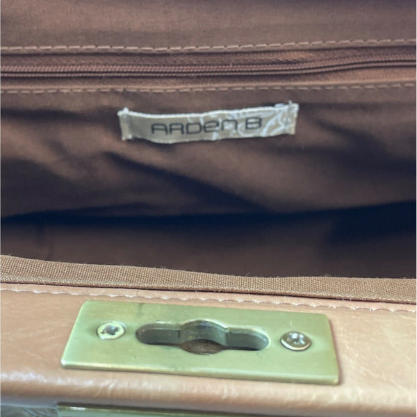 Arden B Women's Brown Animal Print With Bronce Details Leather Handbag Sz M