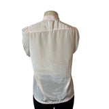 Vintage Mariane Womens Blouse With Lace Embroidery In Peach Satin Sz M/L