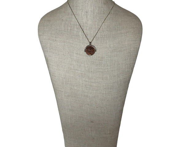 Nepal Copper Coin Pendant Necklace - 18" Chain Included