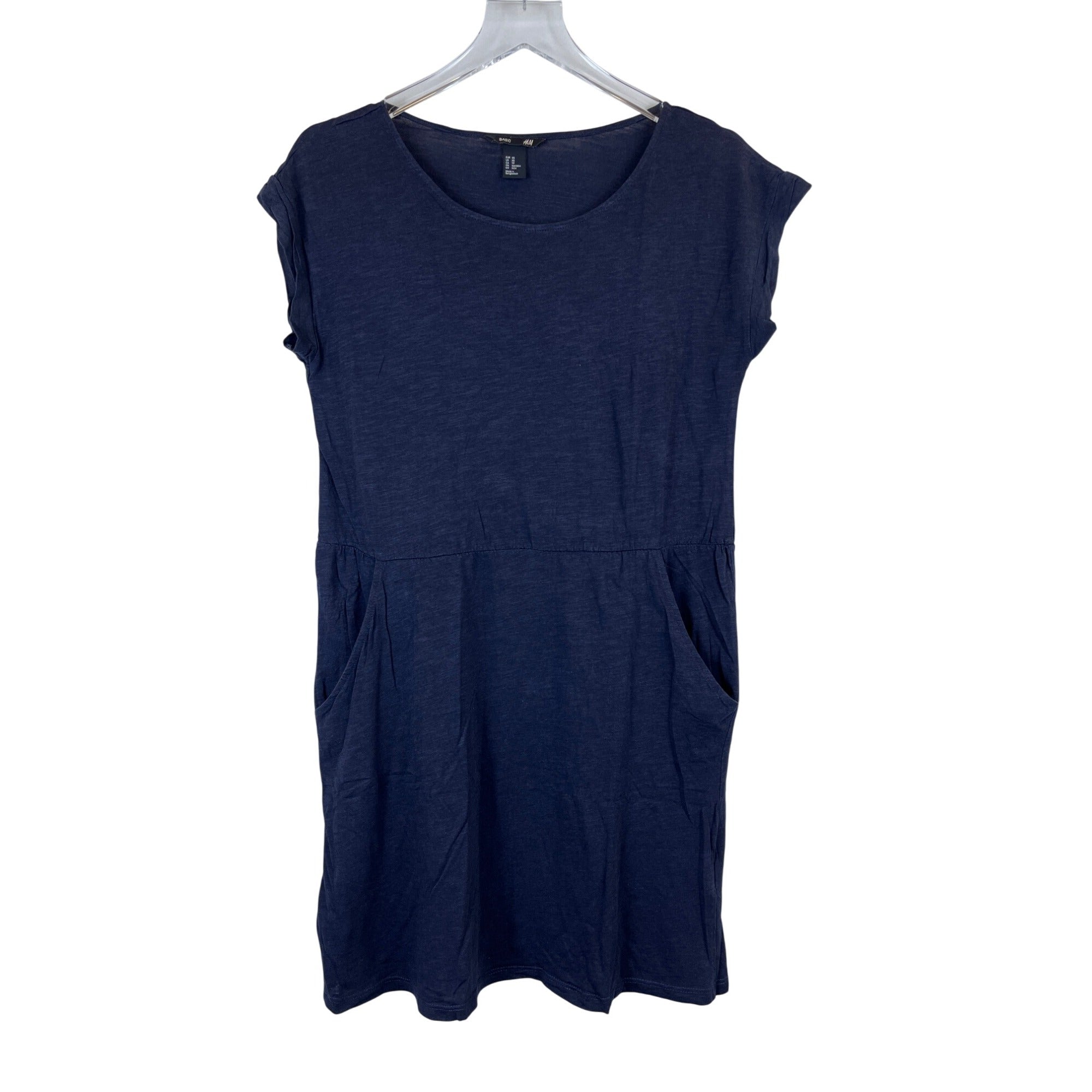 H&M Womens Blue Knit Casual Short Sleeve Dress With Pockets XS  Picky  Thrifter