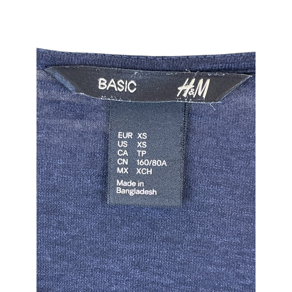 H&M Womens Blue Knit Casual Short Sleeve Dress With Pockets XS