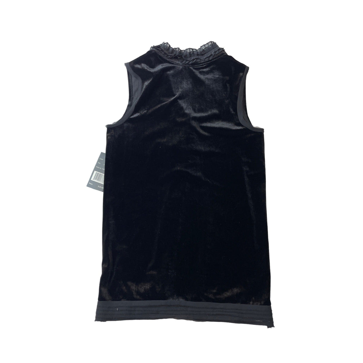Astrageous Black Sleeveless Velvet Sleeveless Shirt Ruffle Neck Sz S - New