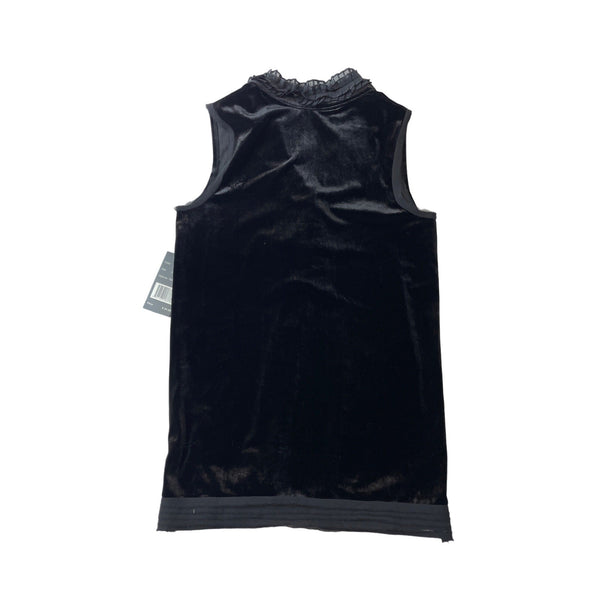 Astrageous Black Sleeveless Velvet Sleeveless Shirt Ruffle Neck Sz S - New