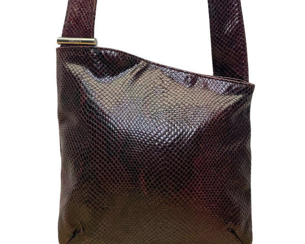 Anne Klein Women’s Burgundy Faux Leather Snakeskin Textured Shoulder Bag Size M