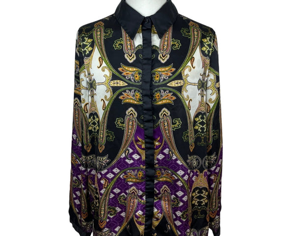 Vince Camuto Women's Black Button Down Long Sleeve Blouse Shirt Sz M