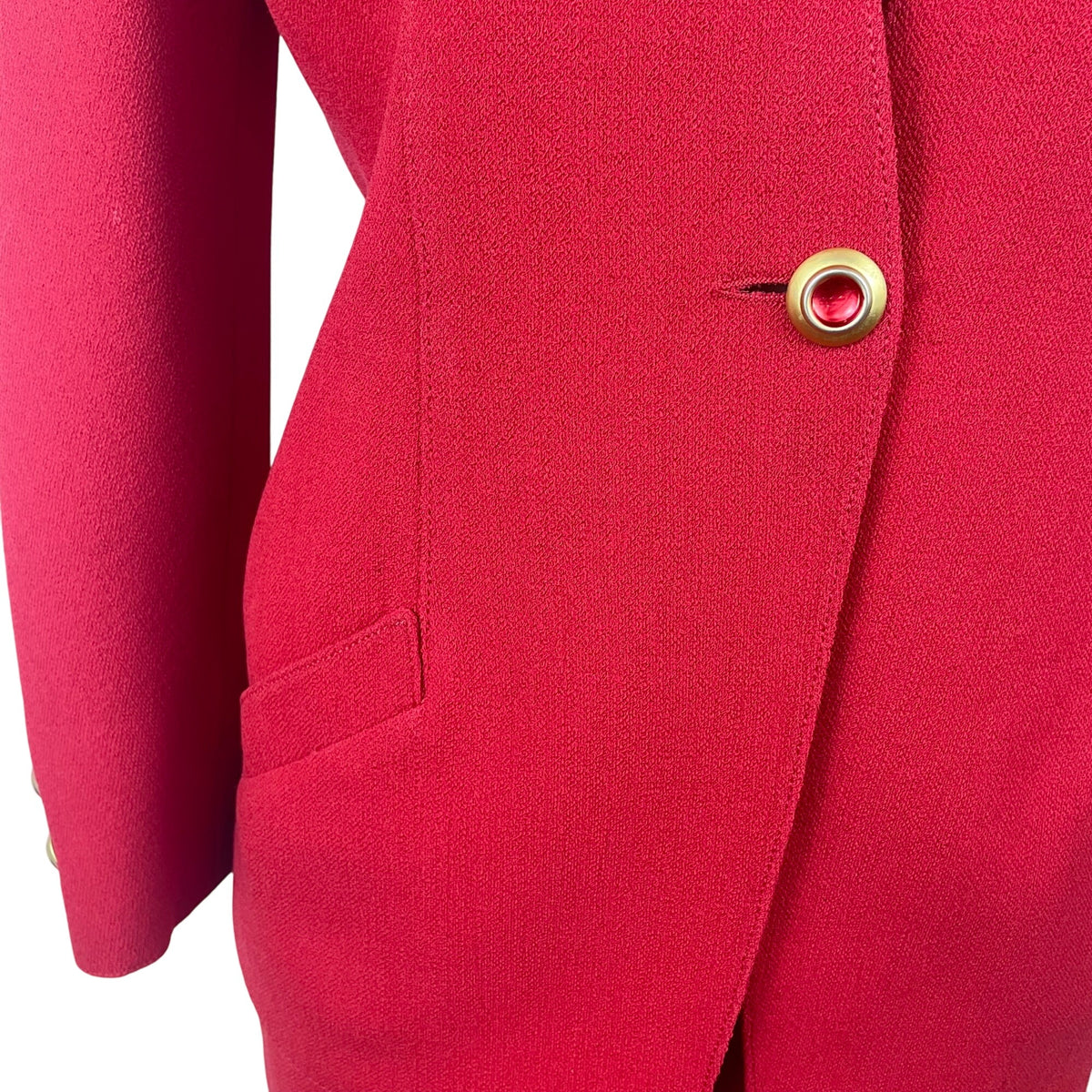 Valentino Vintage 2000's Womens Red Wool Skirt & Blazer Set Siz 8