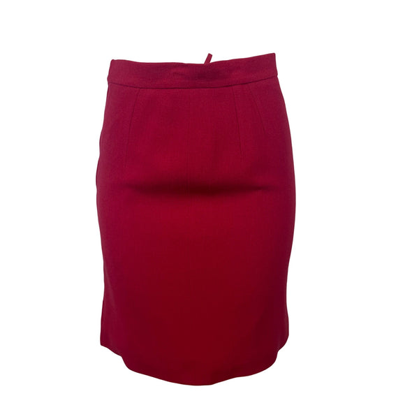 Valentino Vintage 2000's Womens Red Wool Skirt & Blazer Set Siz 8