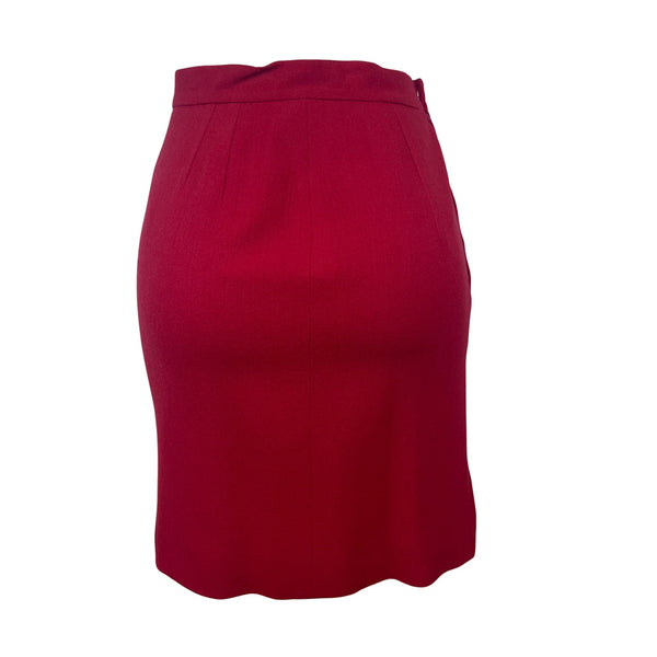 Valentino Vintage 2000's Womens Red Wool Skirt & Blazer Set Siz 8
