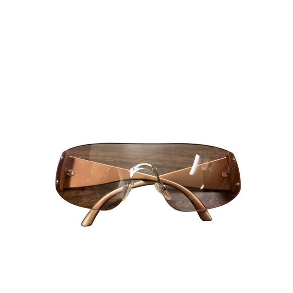 Brown Polycarbonate Oversized Shield Style Sunglasses Lightweight Scratch-Resistant Unisex Eyewear