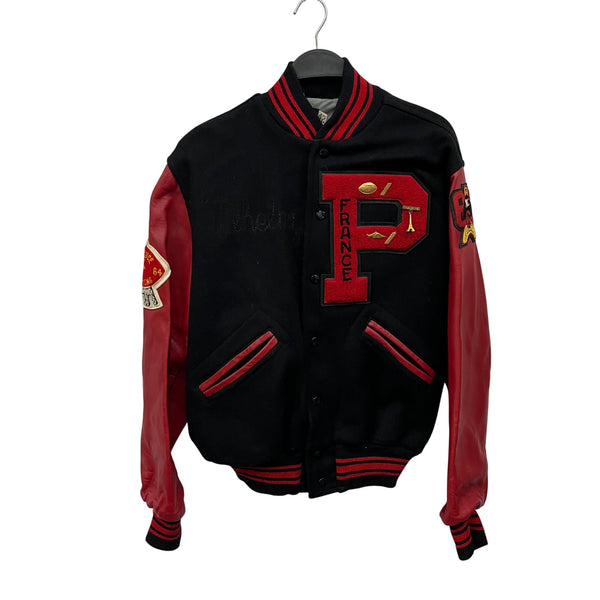 Wilson Mens Black & Red Wool/Leather Paris Letterman Jacket Size 42 Vintage