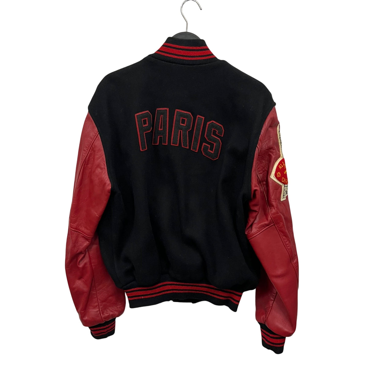 Wilson Mens Black & Red Wool/Leather Paris Letterman Jacket Size 42 Vintage