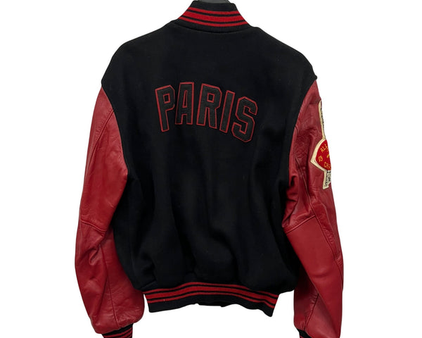 Wilson Mens Black & Red Wool/Leather Paris Letterman Jacket Size 42 Vintage