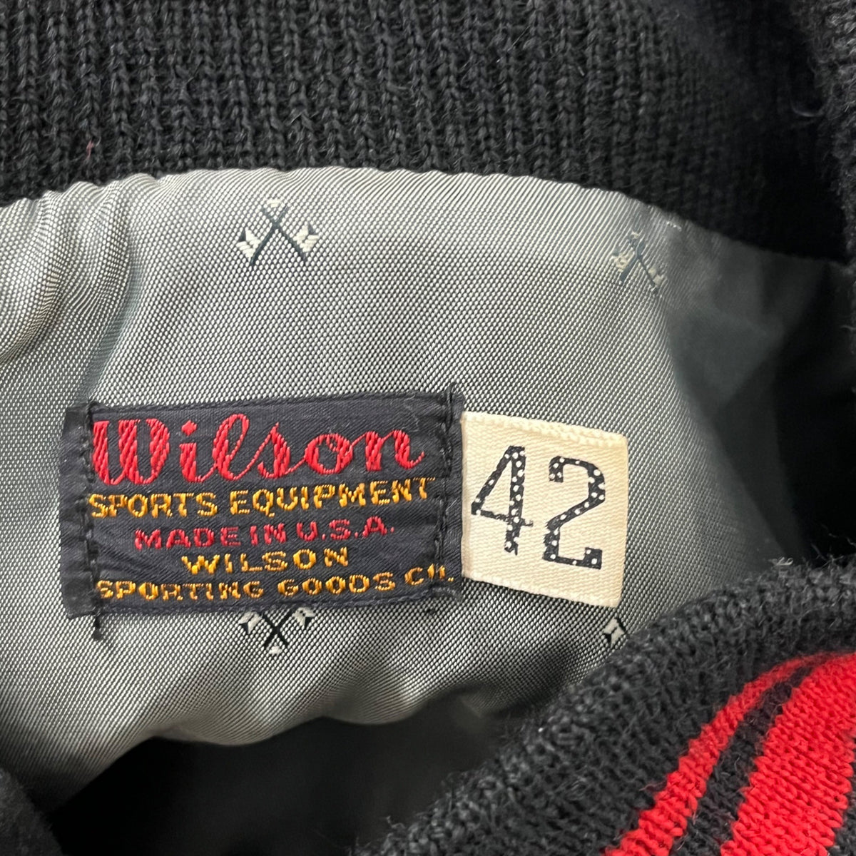 Wilson Mens Black & Red Wool/Leather Paris Letterman Jacket Size 42 Vintage