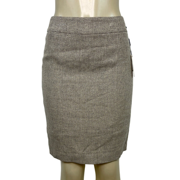 Calvin Klein Linen Blend Womens Skirt Brown Textured Size 6