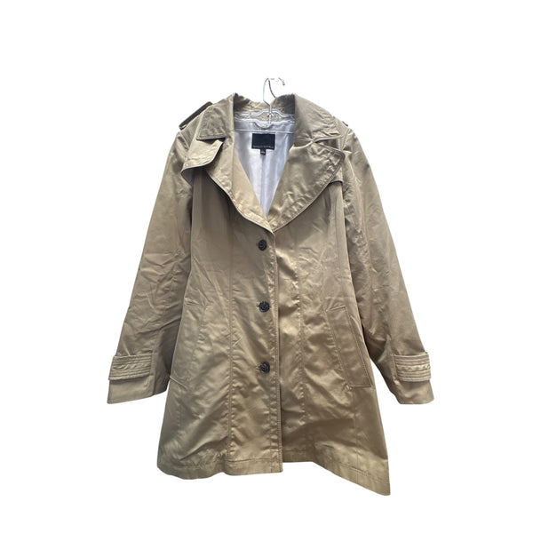 Banana Republic Womens Tan Cotton-Blend Trench Coat Size L Belted Long Sleeve
