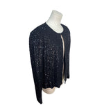Niteline Vintage Black Sequined Open Front Long Sleeve Cardigan Jacket Womens XL