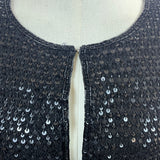 Niteline Vintage Black Sequined Open Front Long Sleeve Cardigan Jacket Womens XL