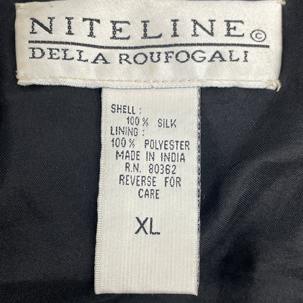 Niteline Vintage Black Sequined Open Front Long Sleeve Cardigan Jacket Womens XL