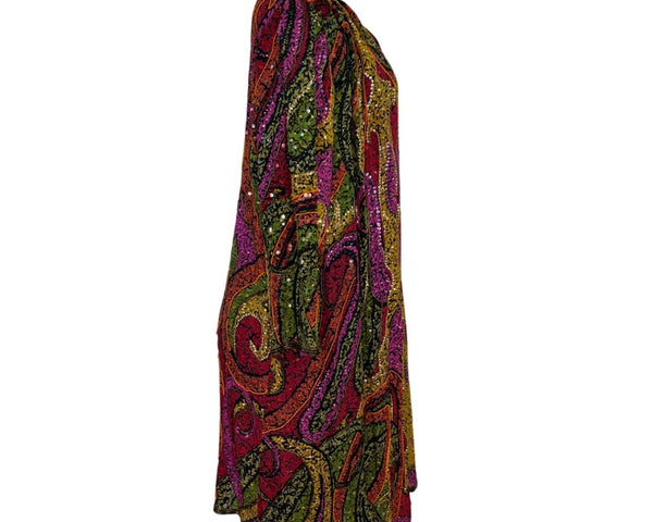 Vintage Judith Ann Plus Sequin Silk Dress Multicolor Size 16