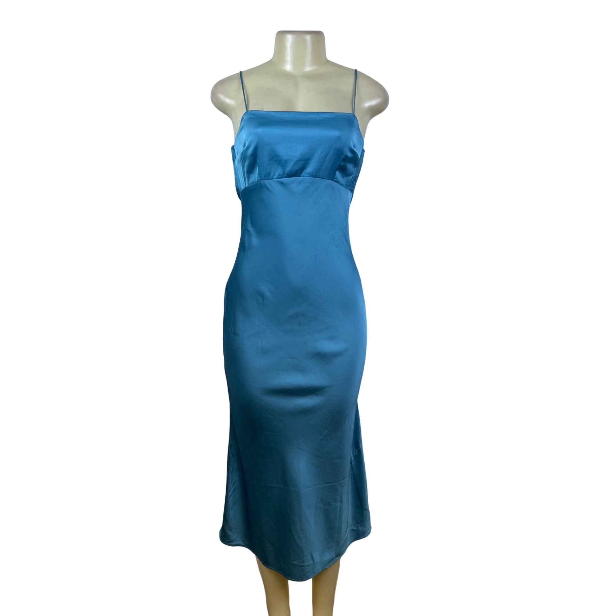 Abercrombie & Fitch Women's Blue Satin Midi Slip Dress Adjustable Stra Picky Thrifter Abercrombie & Fitch Women's Blue Satin Midi Slip Dress Adjustable Stra Picky Thrifter