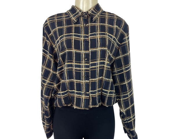 Vintage Yves St. Clair Plaid Button-Up Blouse