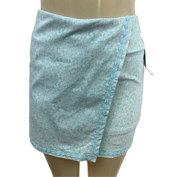 Crown & Ivy Womens Light Blue Floral Wrap Skort Size 4 - New