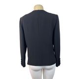 Oscar de la Renta Women's Black 6 Lined Button Up Long Sleeve Blazer Sz14