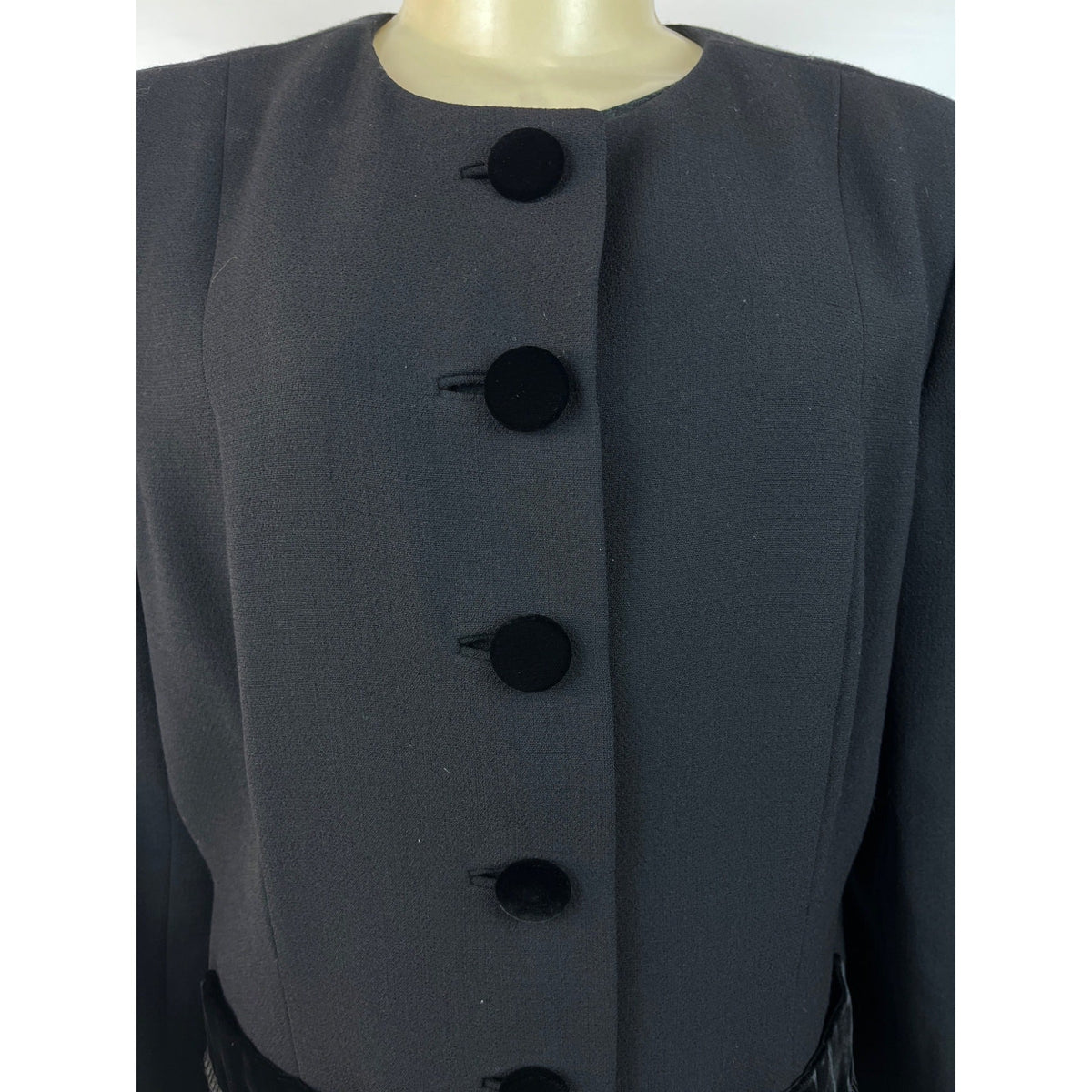 Oscar de la Renta Women's Black 6 Lined Button Up Long Sleeve Blazer Sz14