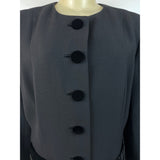 Oscar de la Renta Women's Black 6 Lined Button Up Long Sleeve Blazer Sz14