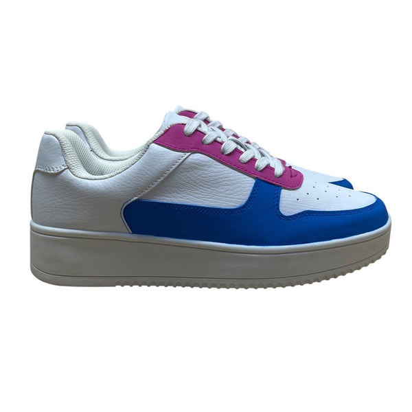 Time & Tru Women’s White Blue & Pink Custom Memory Foam Platform Sneakers Size 9