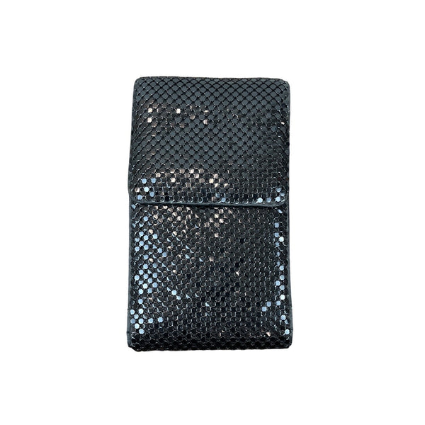Black Metal Mesh Key Lace Adhesive Back Closure Wallet Clutch Size S
