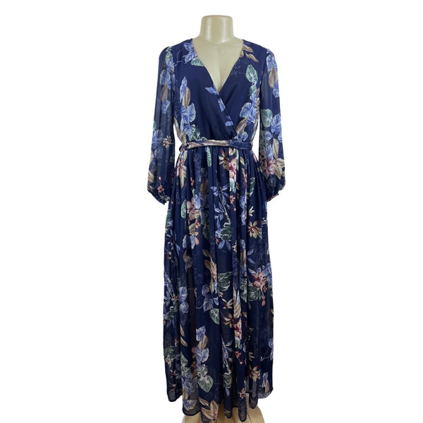 Miss Avenue Women’s Blue Floral Print Maxi Dress Sz S - NWT