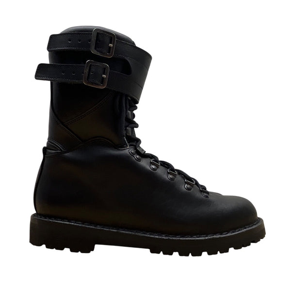 Salvatore Ferragamo Black Leather Double Straps Antartic Combat Boots Sz 8.5-New