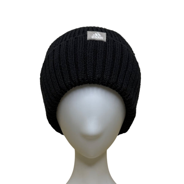 Adidas Unisex Black Ribbed Knit Beanie Recycled Polyester OSFW