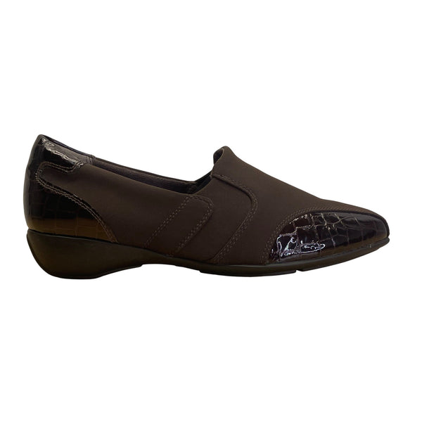Clarks Womens Brown Crocodile Embossed Patent Accents Slip-On Shoes Size 9M