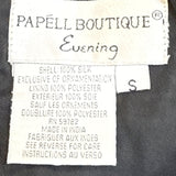 Papell Boutique Evening Black & Silver Beaded Silk Top Short Sleeve Floral Sz S