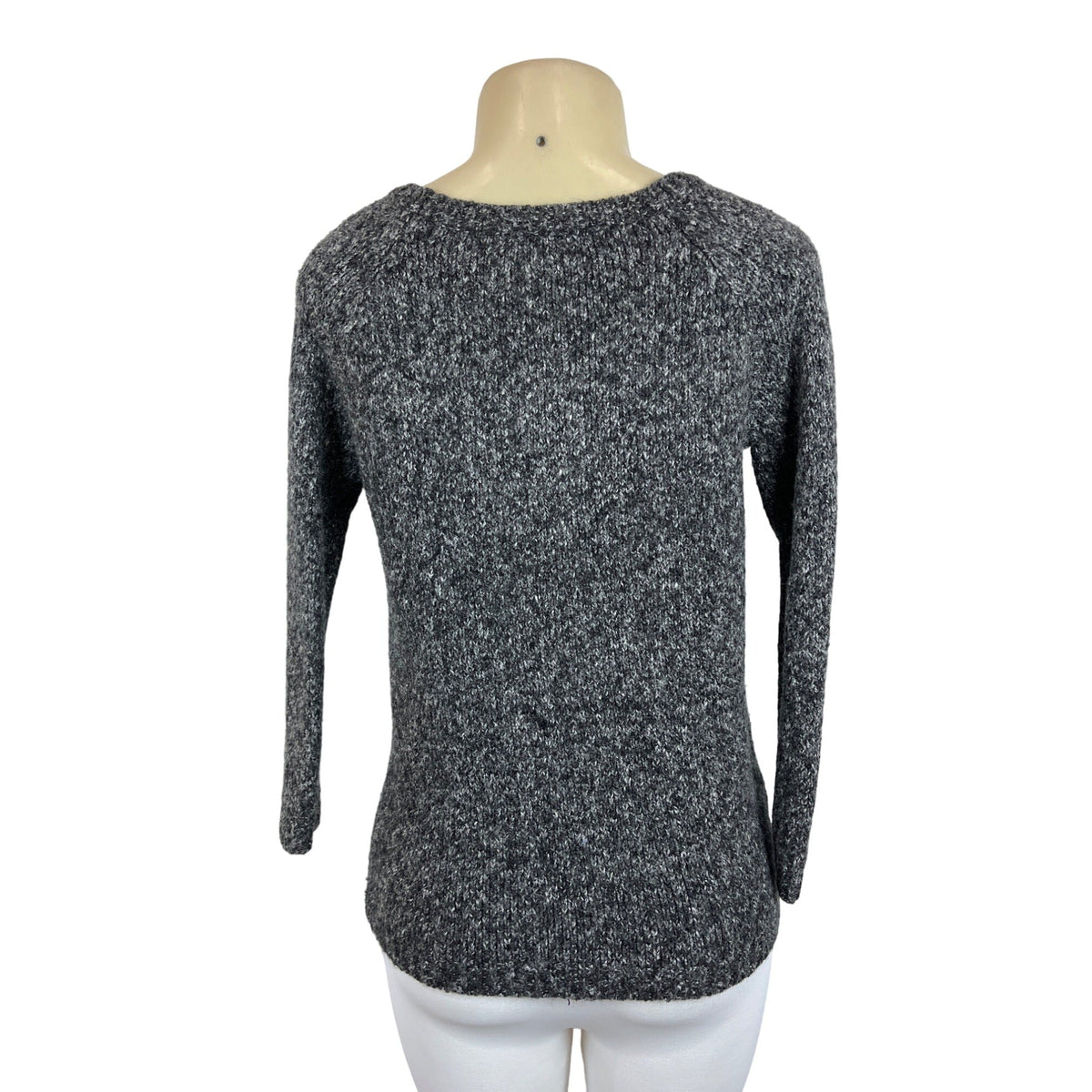 Women's Vintage Gray Knitted Long Sleeve Sweater With Cartoon Applique Design