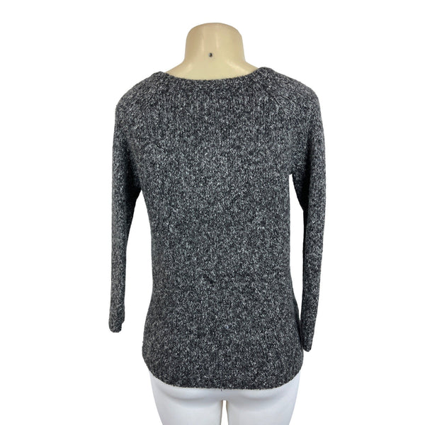 Women's Vintage Gray Knitted Long Sleeve Sweater With Cartoon Applique Design