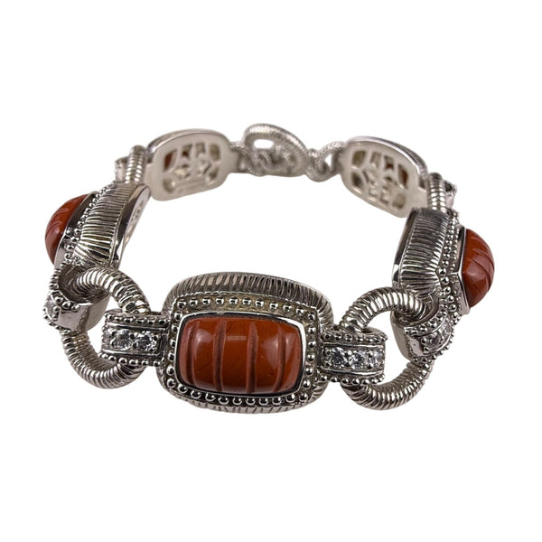 Judith Ripka Womens Silver Carnelian Bracelet Toggle Closure Design