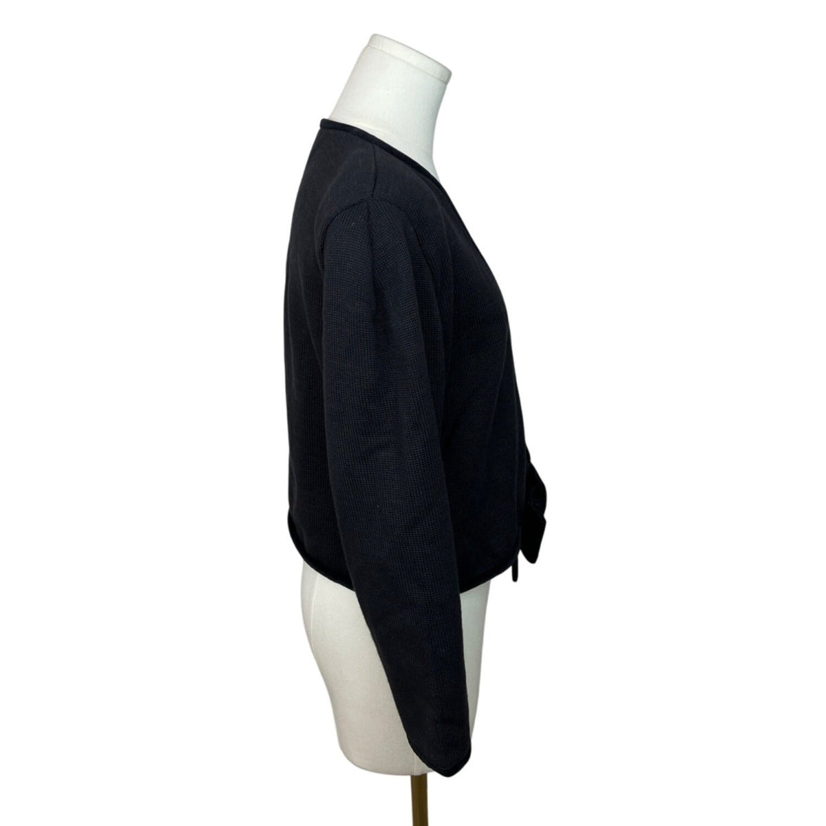 Vintage Cullinane Black Cardigan Sweater with Velvet Bow Detail Sz S