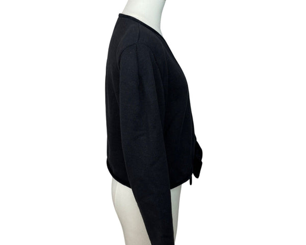 Vintage Cullinane Black Cardigan Sweater with Velvet Bow Detail Sz S