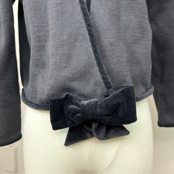 Vintage Cullinane Black Cardigan Sweater with Velvet Bow Detail Sz S