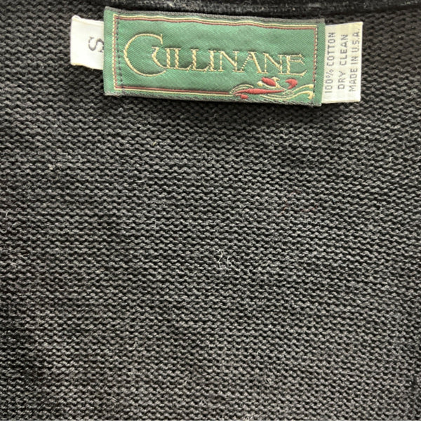 Vintage Cullinane Black Cardigan Sweater with Velvet Bow Detail Sz S