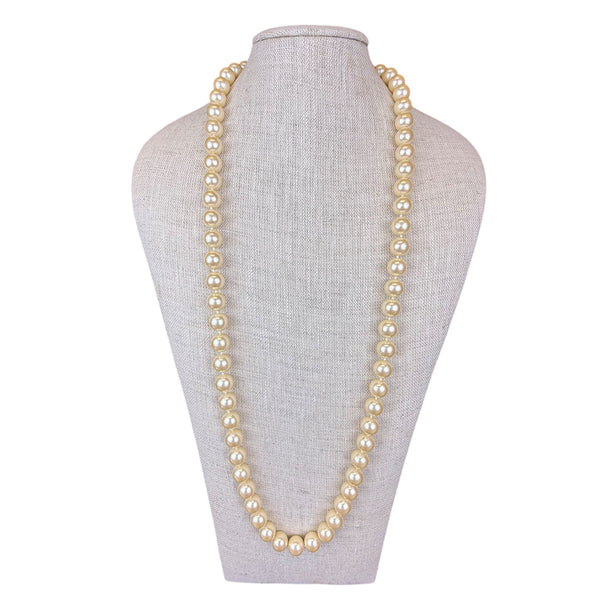 Monet Women Gold Tone Faux Pearl Necklace Vintage Classic 36 Inches Long Jewelry